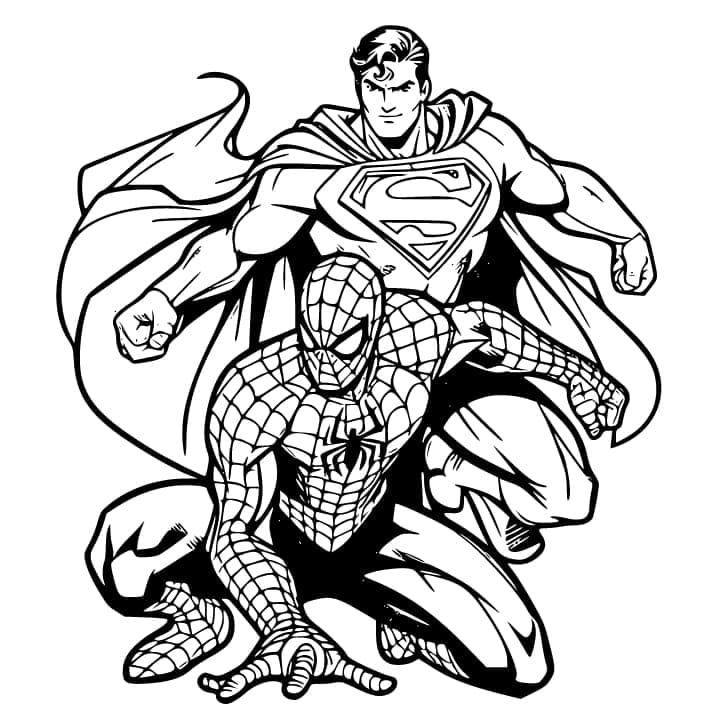 Superman mit Spiderman Värityskuva