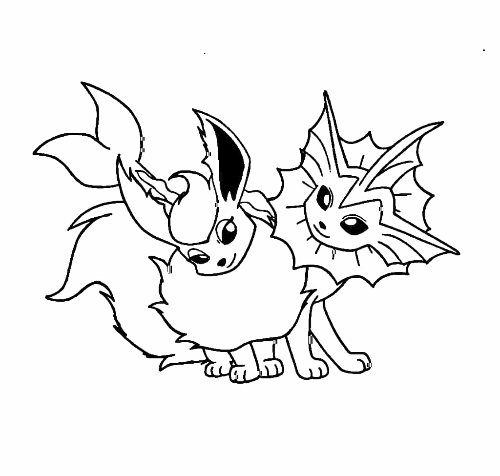 Vaporeon Flareonin kanssa Värityskuva