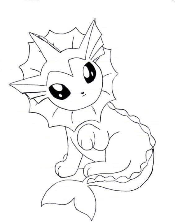 Vaporeon Kawaii Värityskuva