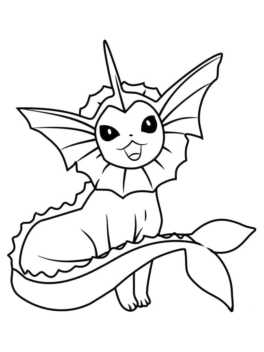 Vaporeon hymyilevä Värityskuva