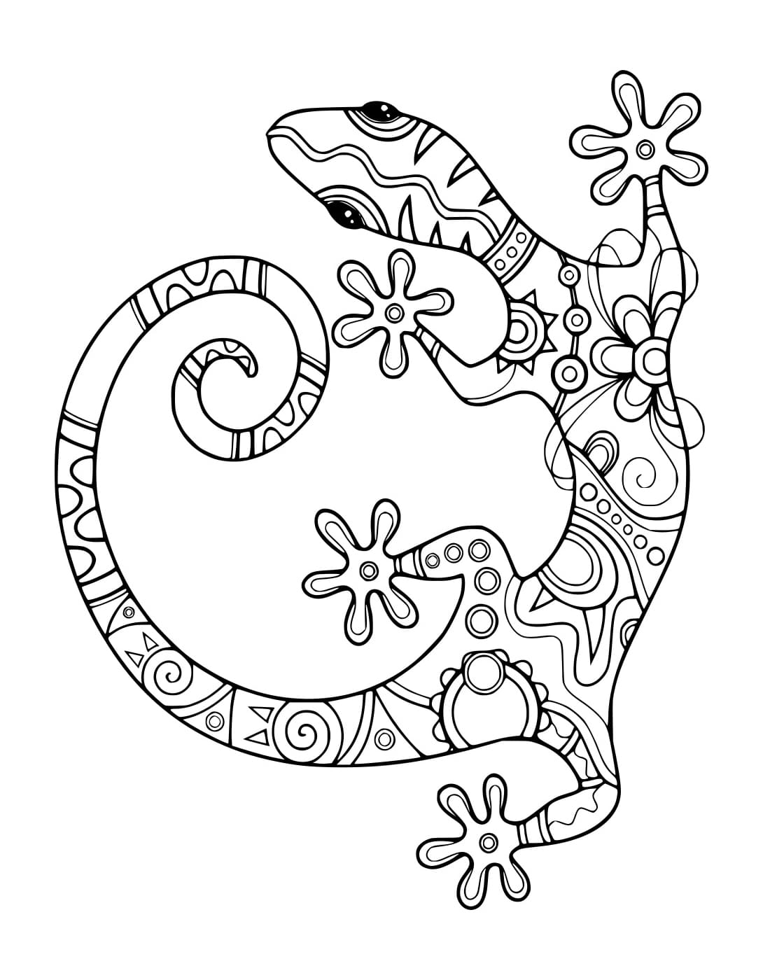 Zentangle Gecko Värityskuva