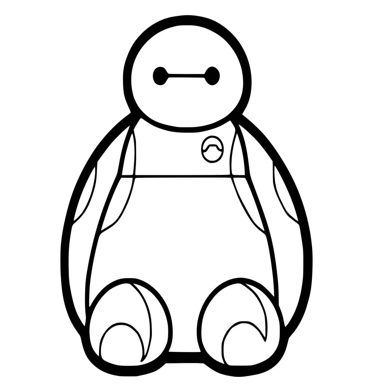 Baymax istuu lattialla Värityskuva