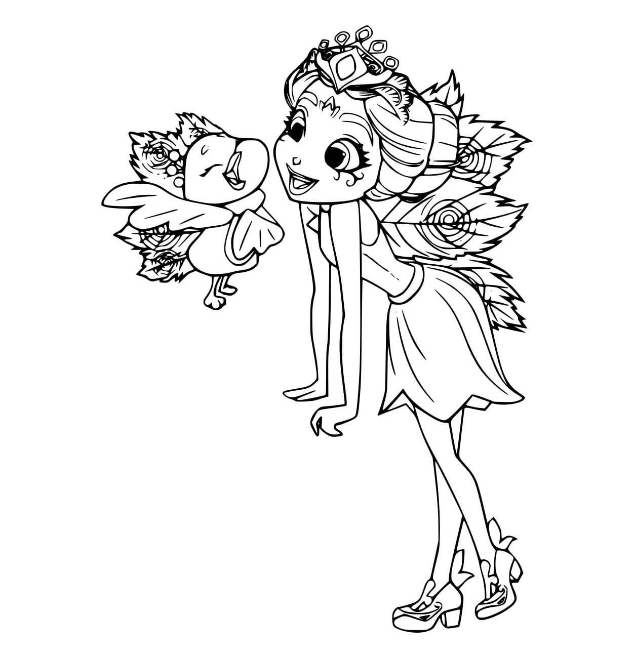 Flap and Patter Peacock Coloring Page Värityskuva