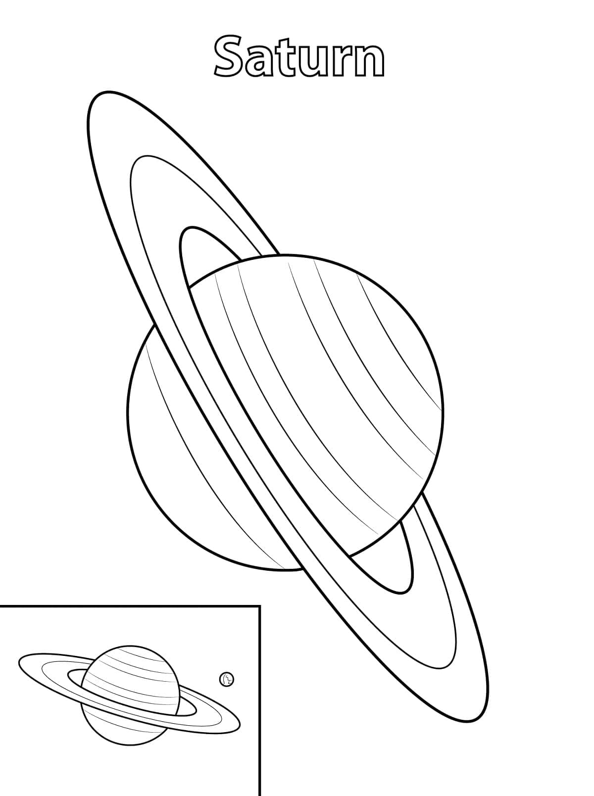 Planeetta Saturnus ilmainen Värityskuva